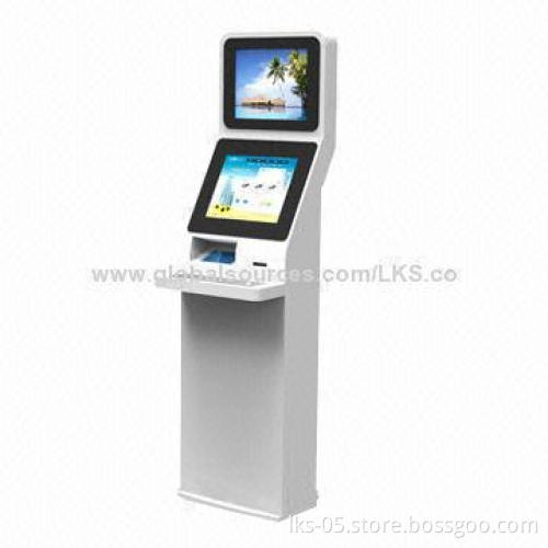 Free Standing Kiosk with Dual-screen, 19-inch LCD Touch Screen